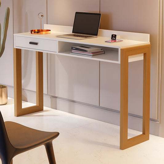 Desk 75 x 180 x 80 cm - Wooden and White - AZ11125
