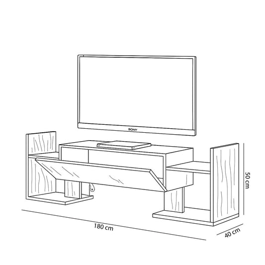 TV Table, 180 × 40 × 50 cm - Brown and White - AZ30066