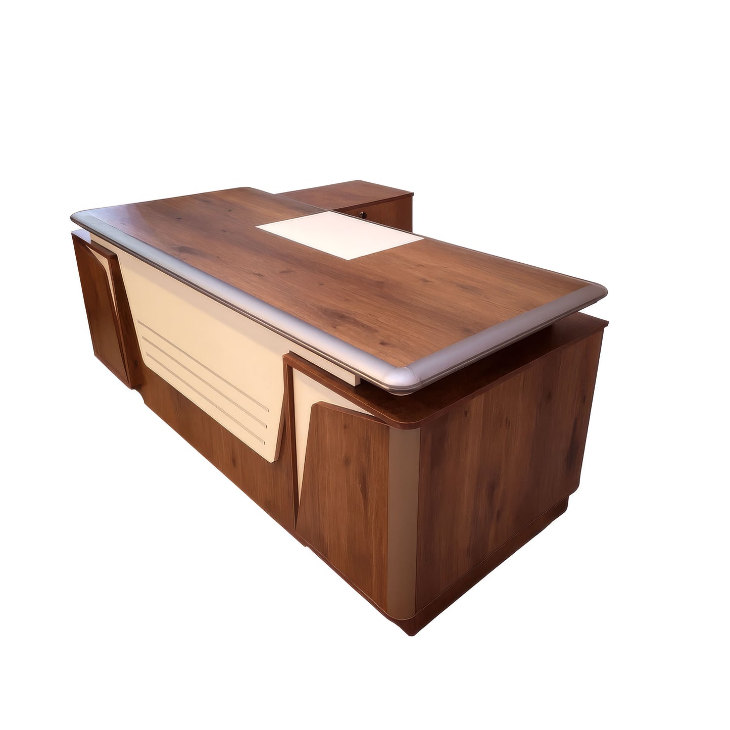 مكتب 200×160×75 سم + وحدة جانبية + أدراج متصلة – بني وبيج – AZ50030