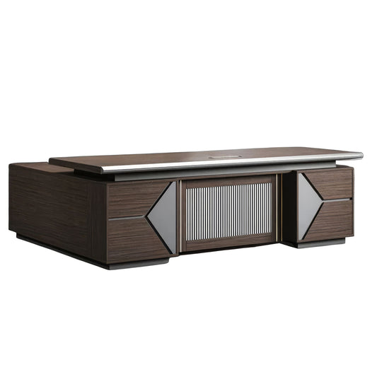 مكتب 200×160×75 سم + وحدة جانبية + وحدة أدراج متصلة – بني – AZ50069