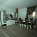 Milano Dining Room – Table 100×200 cm, Buffet 150 cm, 2 Showcases 80 cm, 6 Chairs (Light Upholstery)