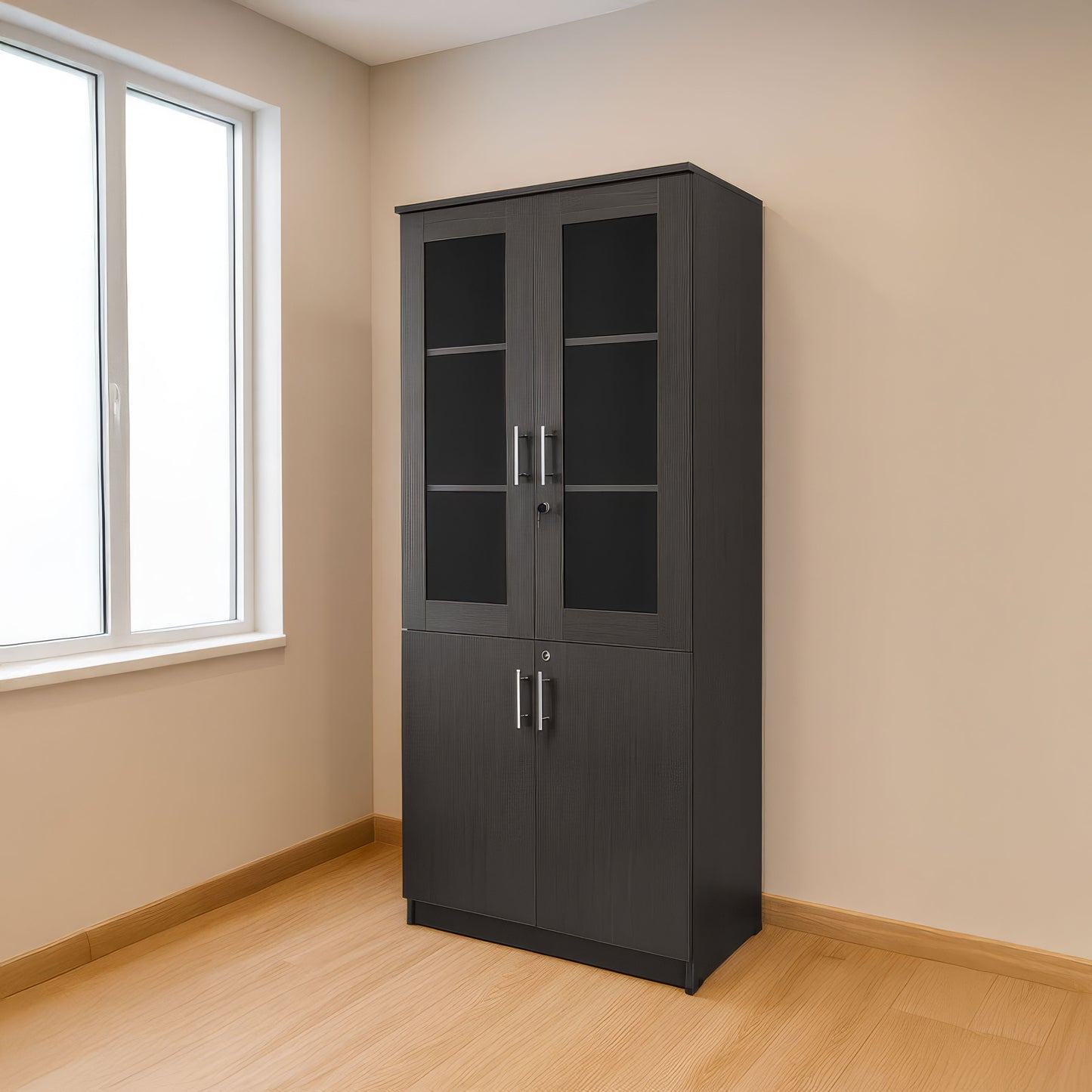 مكتبة 2 ضلفة – 200×80×40 سم – رمادي – AZ50032