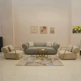 Modern Sofa Set 3 Pieces (Beech Wood, Plywood, Pine) – Color: Gray and Beige