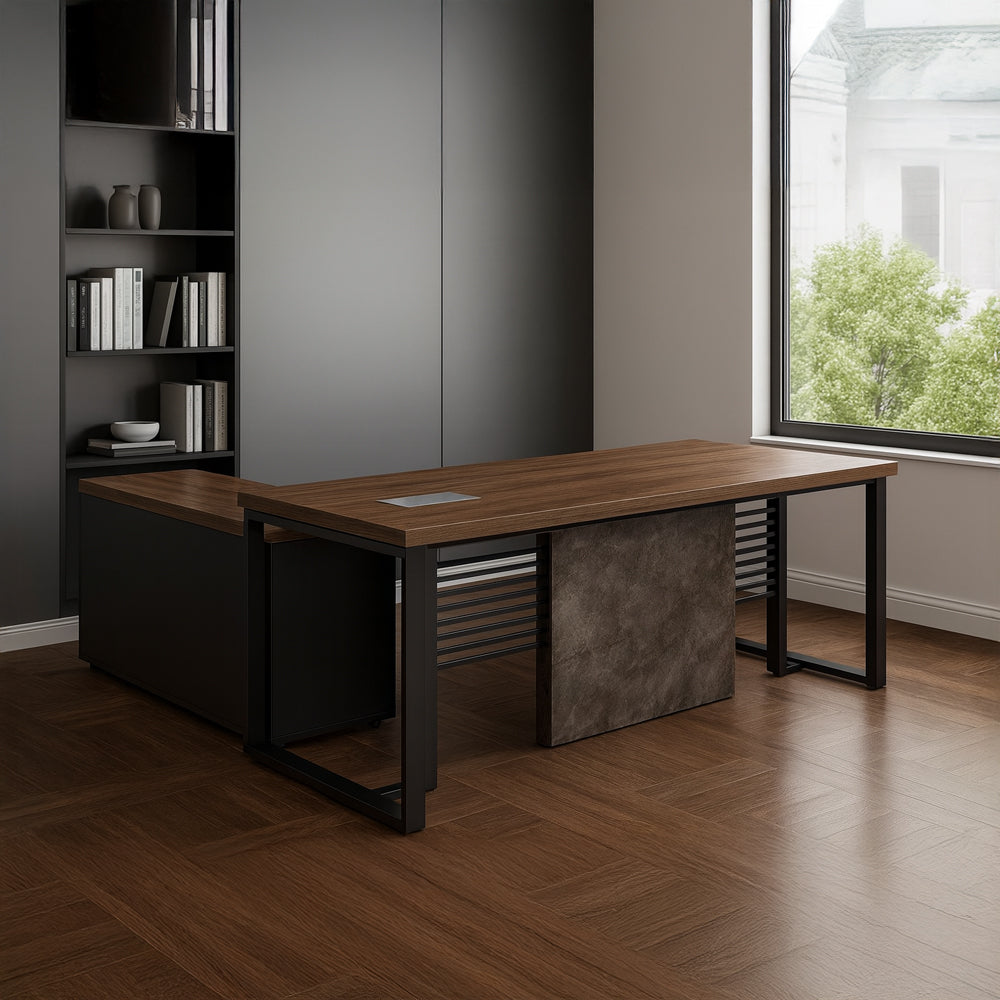 Manager's Desk 220 x 80 x 75 CM - Wooden and black - AZ1221