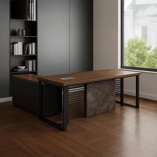 Manager's Desk 220 x 80 x 75 CM - Wooden and black - AZ1221