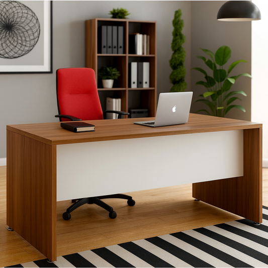 مكتب 160 × 60 × 75 سم - خشبي وأبيض - AZ1098