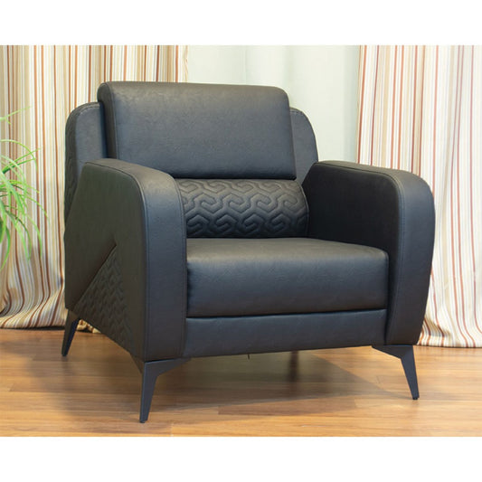 Office Sofa Set – Black Leather with Musky and mdf Wood - YAFA