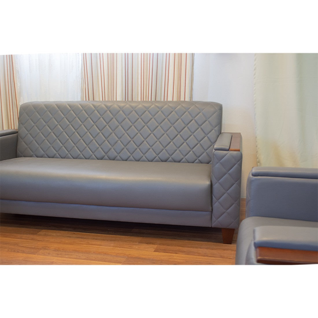 Office Sofa Set – Gray Leather with Musky and mdf Wood - TOZLA