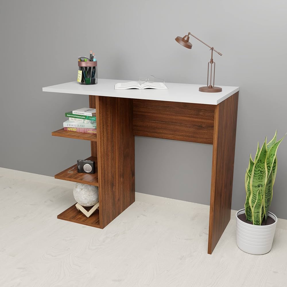 مكتب بمقاس 120 × 60 × 75 سم - أبيض وخشبي - AZ1173