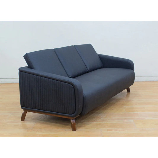 Office Sofa Set – Black Leather with Musky and mdf Wood - ANDALOUSI