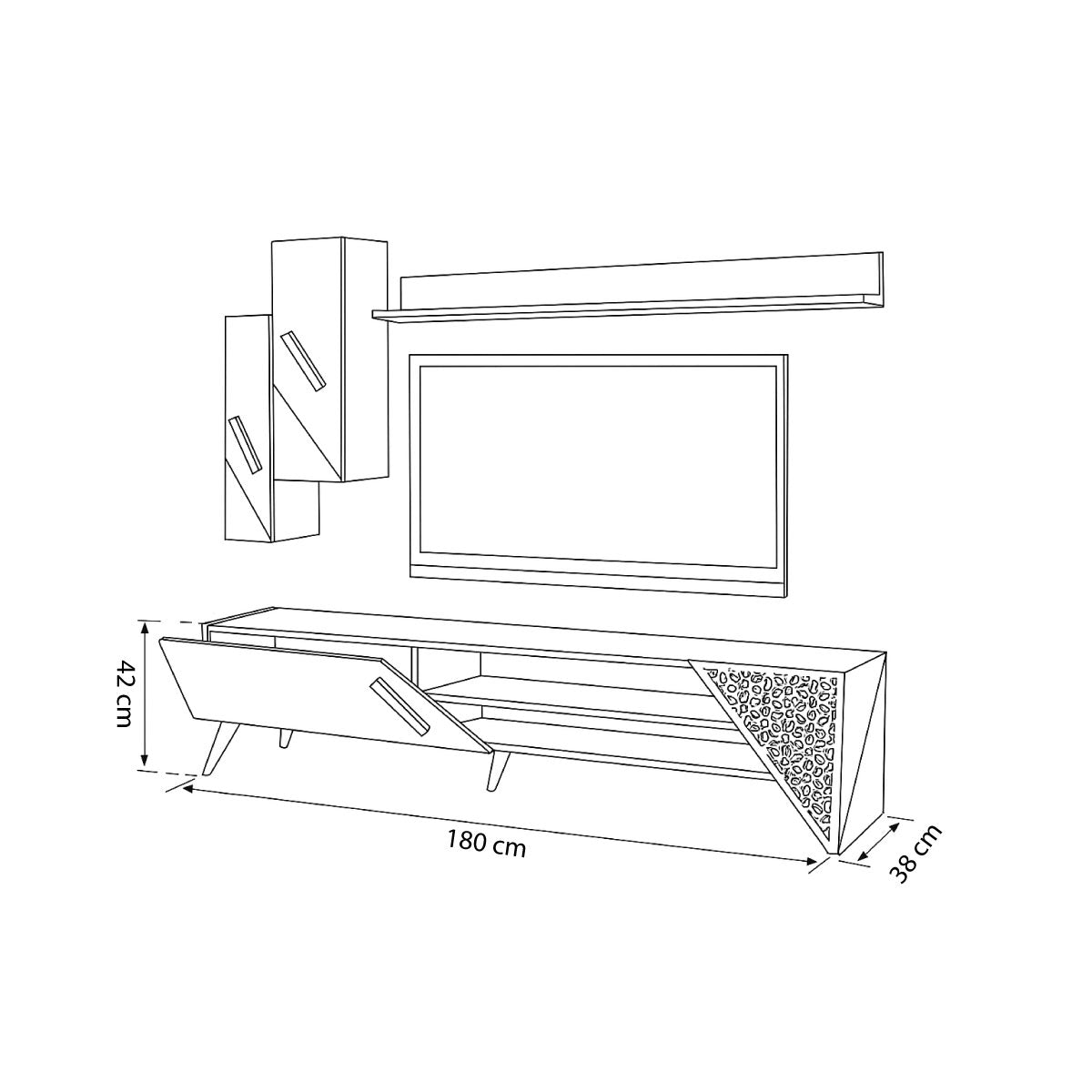 TV Table, 180 × 38 × 42 cm - MOD - AZ30073
