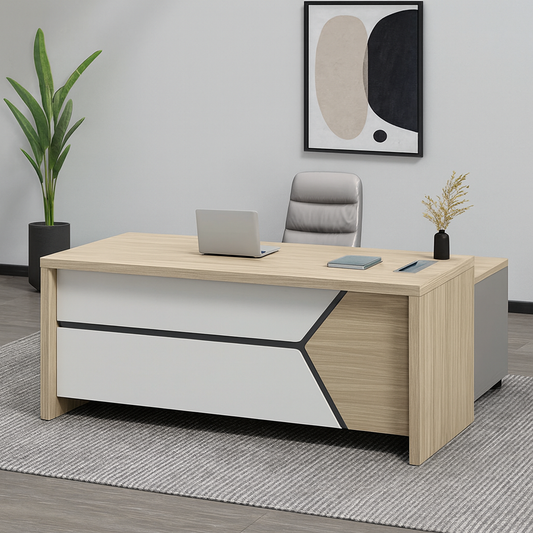 Desk 140 x 60x 75 - Beige and White  - AZ1283