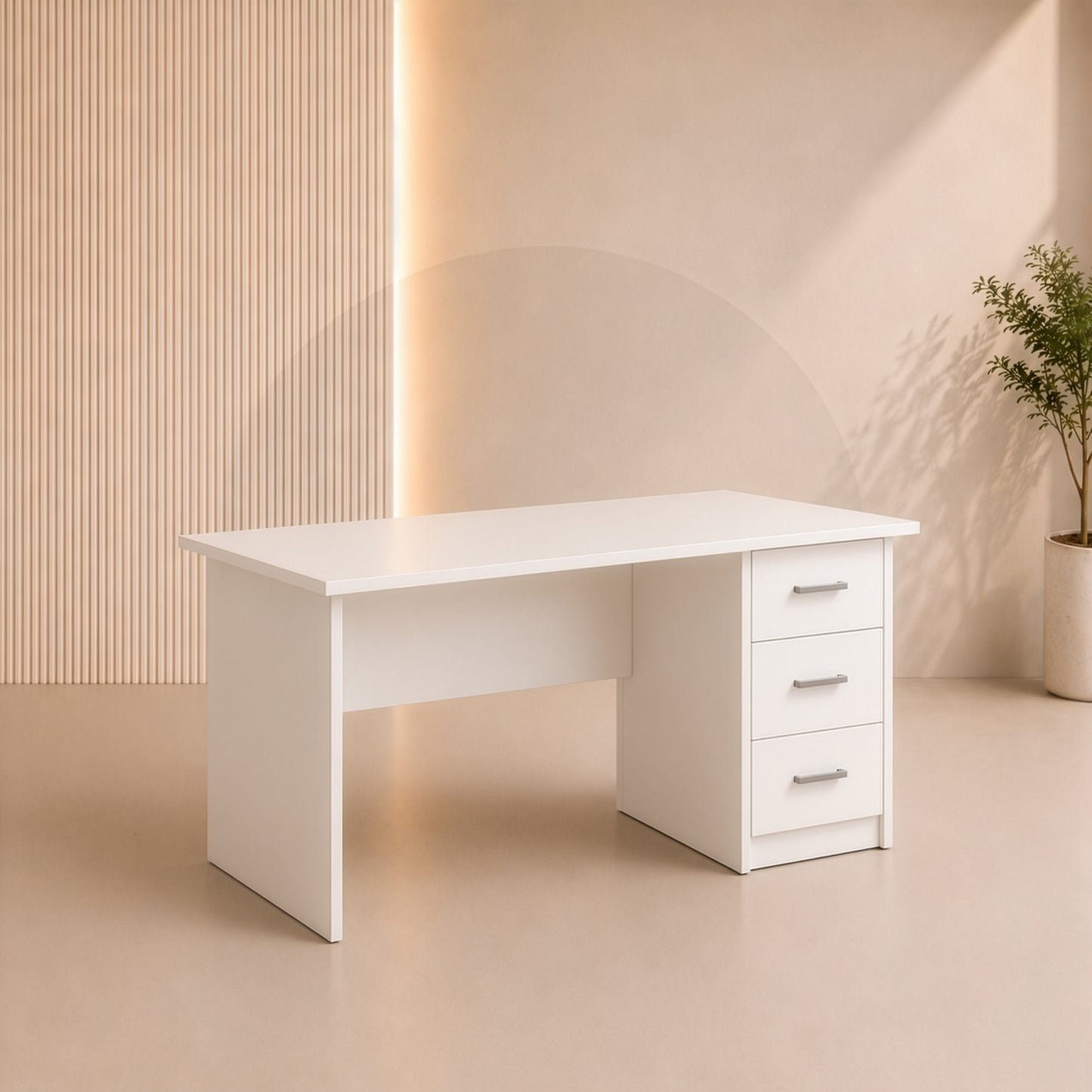 مكتب 120×60×75 سم + وحدة أدراج متصلة – أبيض – AZ1063