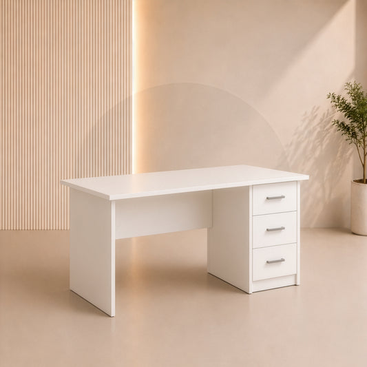 مكتب 120×60×75 سم + وحدة أدراج متصلة – أبيض – AZ1063
