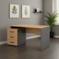 مكتب 120×60×75 سم + وحدة أدراج متصلة – رمادي وخشبي – AZ1059