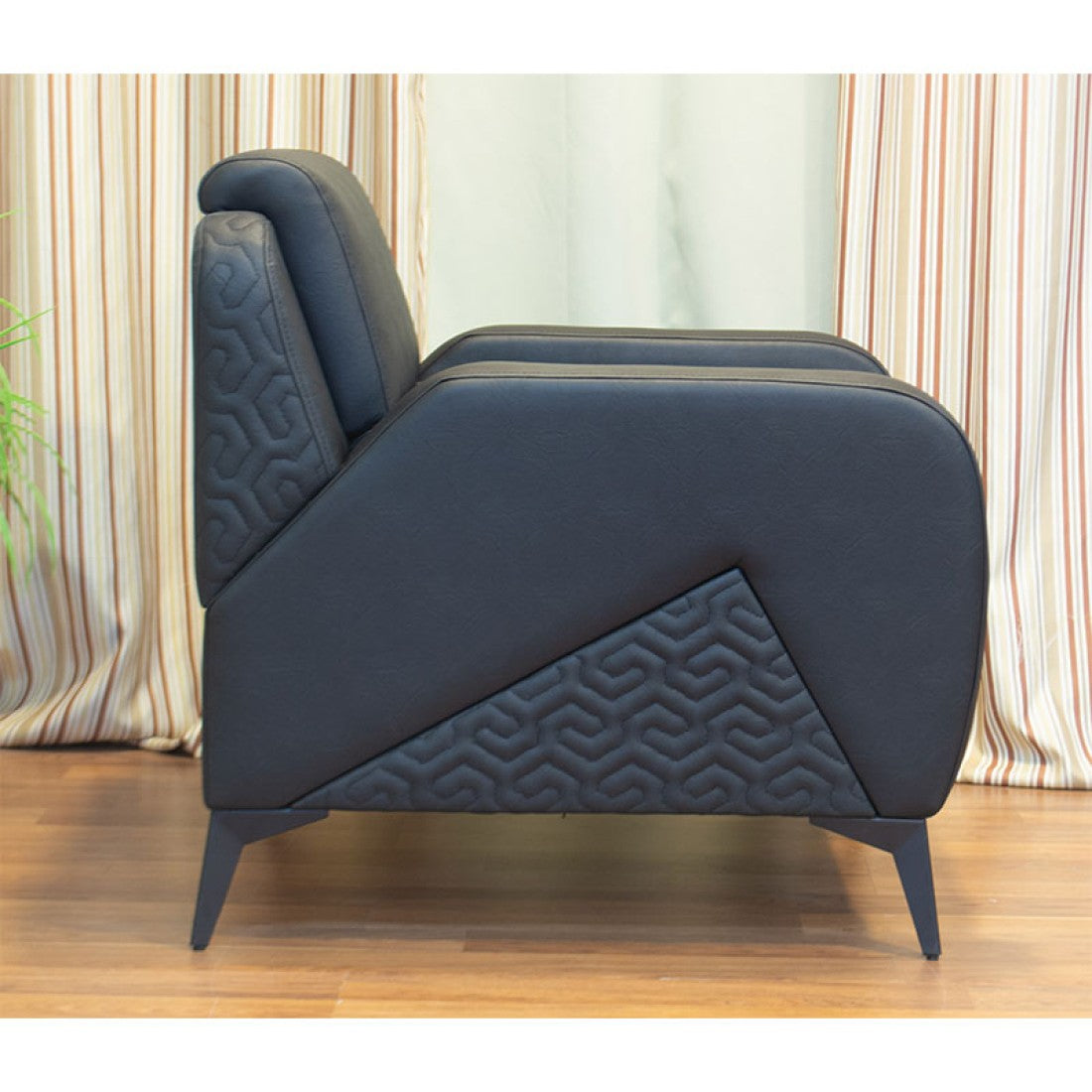 Office Sofa Set – Black Leather with Musky and mdf Wood - YAFA
