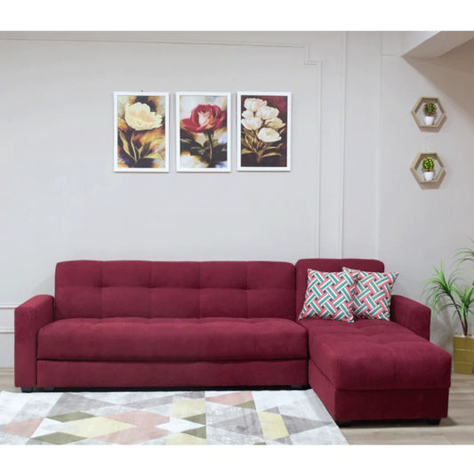 Home Corner Sofa (MDF, Plywood) – Color: Maroon-MAGNOLIA