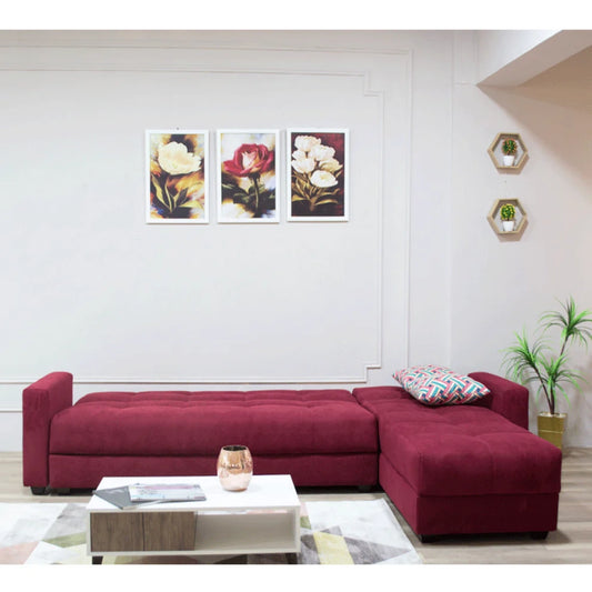 Home Corner Sofa (MDF, Plywood) – Color: Maroon-MAGNOLIA