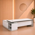 Desk 200×160×75 cm + Side Unit – White and Grey – AZ1266