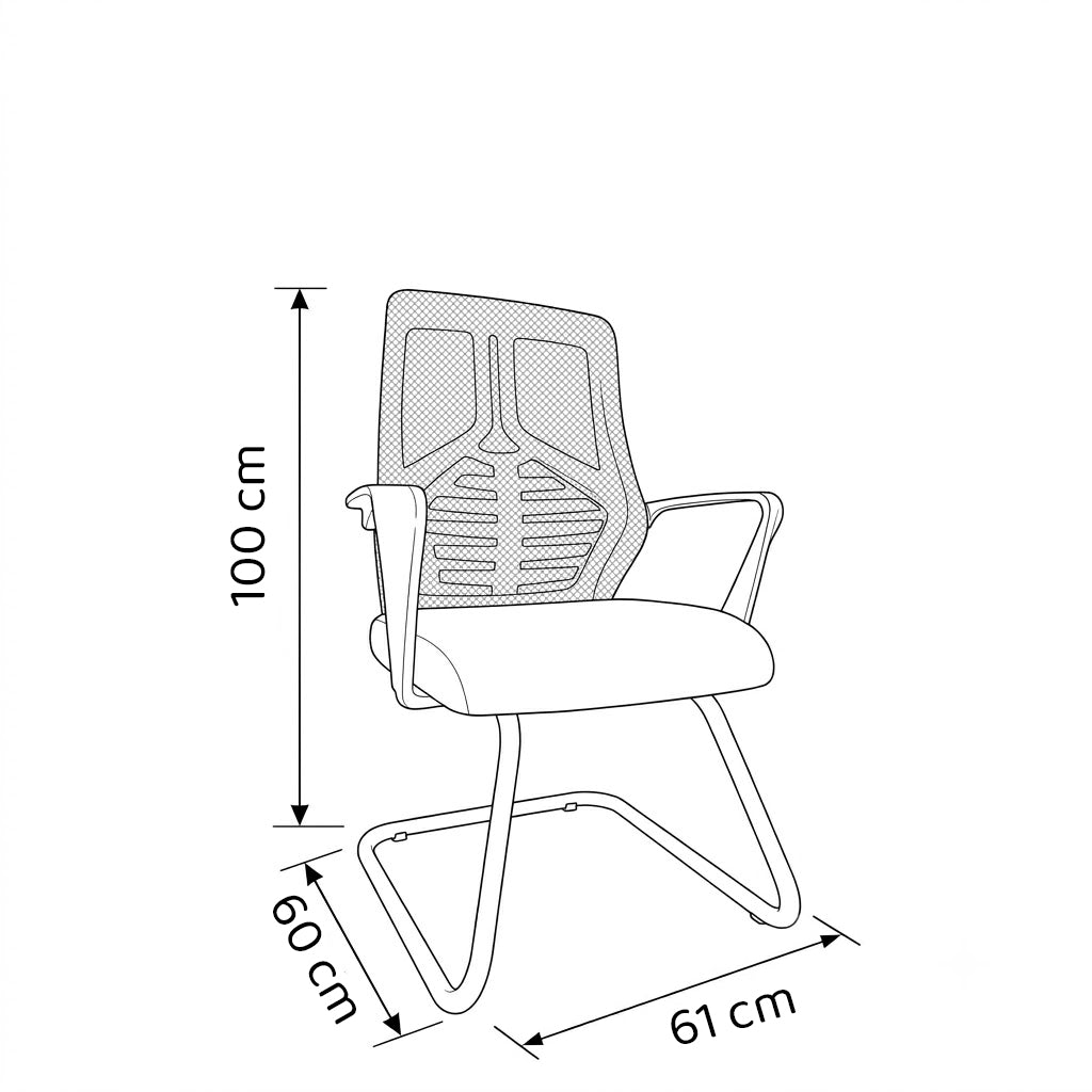 Fixed Back Office Chair 61*60*100 cm - Black - 717-2