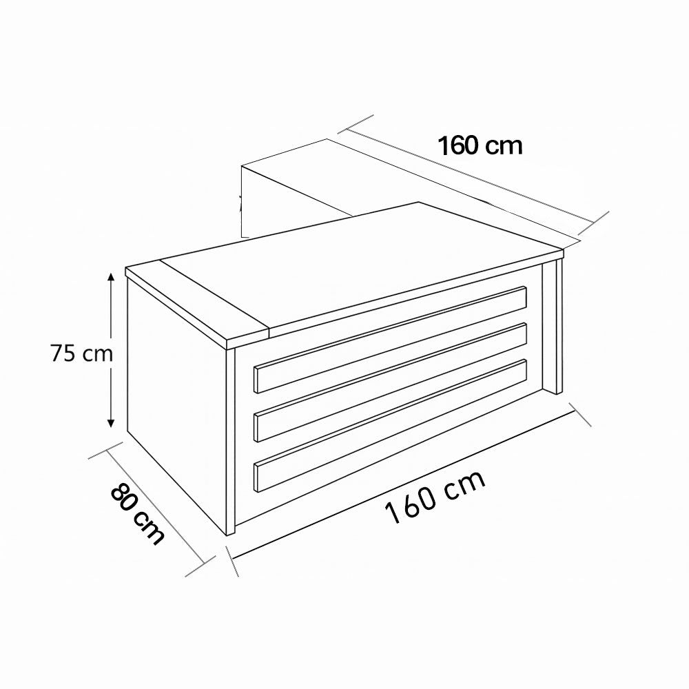 مكتب 160×160×75 سم + سايد – خشبي وأبيض – AZ120106
