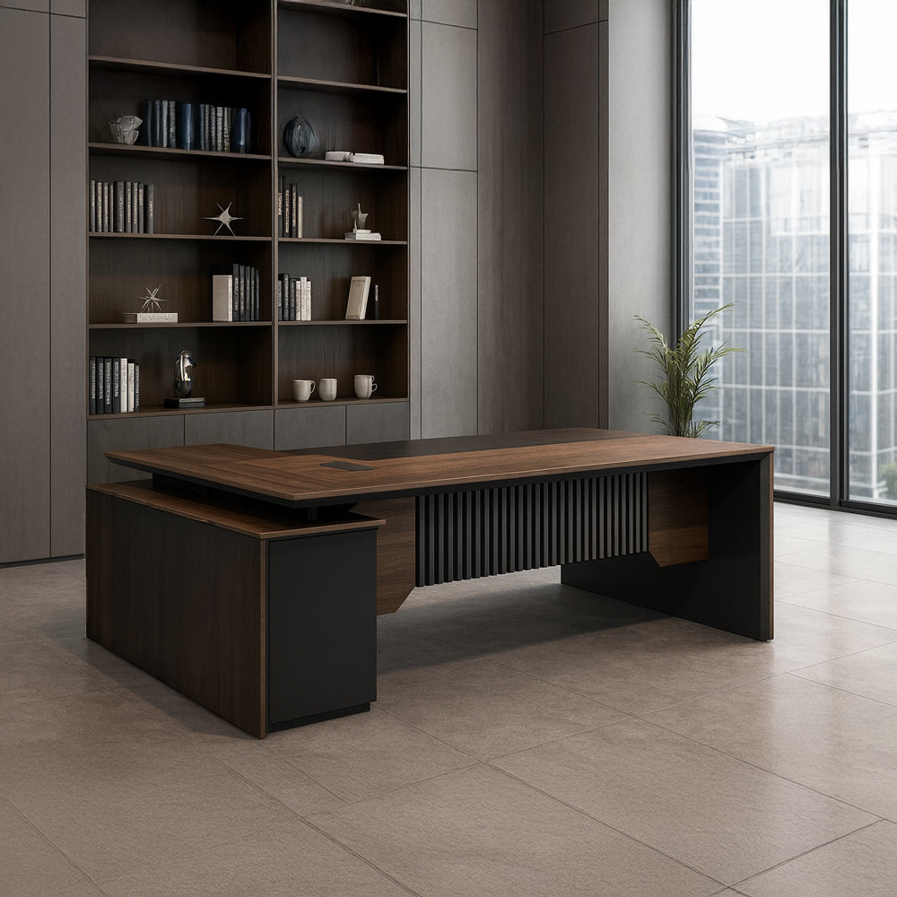 Manager's Desk 220 x 104 x 75 CM - Wooden and black - AZ1225