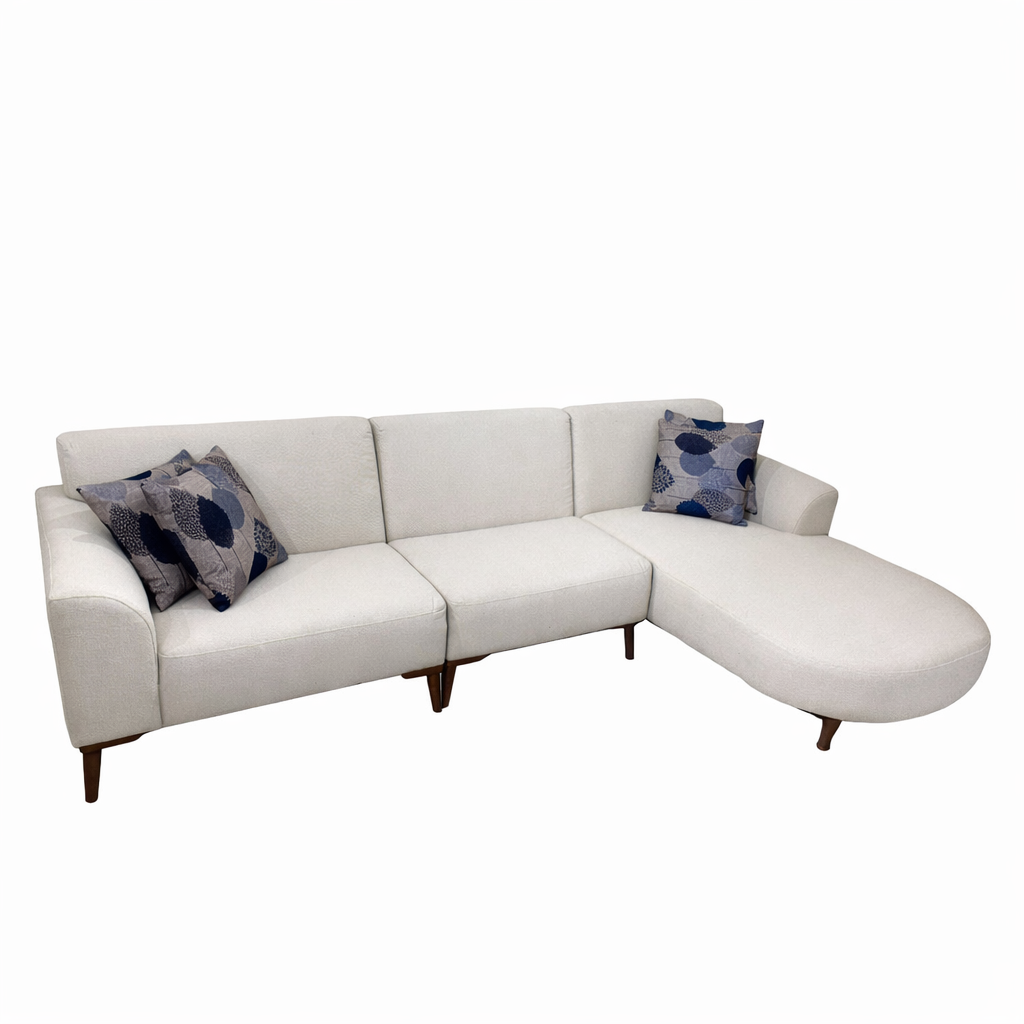 كنبة ركن مودرن على شكل حرف L – خشب طبيعي – لون أبيض – 285×175×85 سم – Espresso Pro max