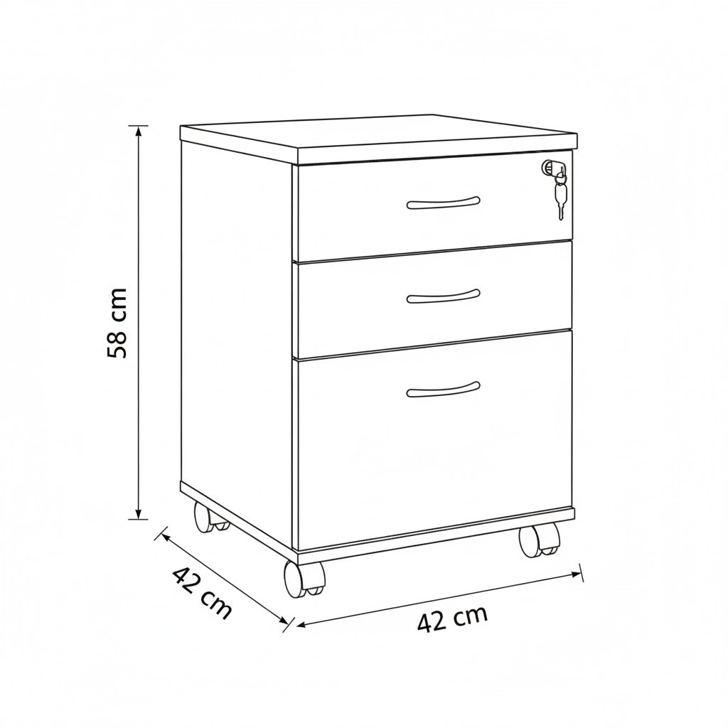 وحدة أدراج، 42×42×58 سم – خشبي وأسود – AZ111248