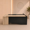 مكتب 200×160×75 سم + سايد + وحدة أدراج متصلة – أسود وبيج – AZ50019

