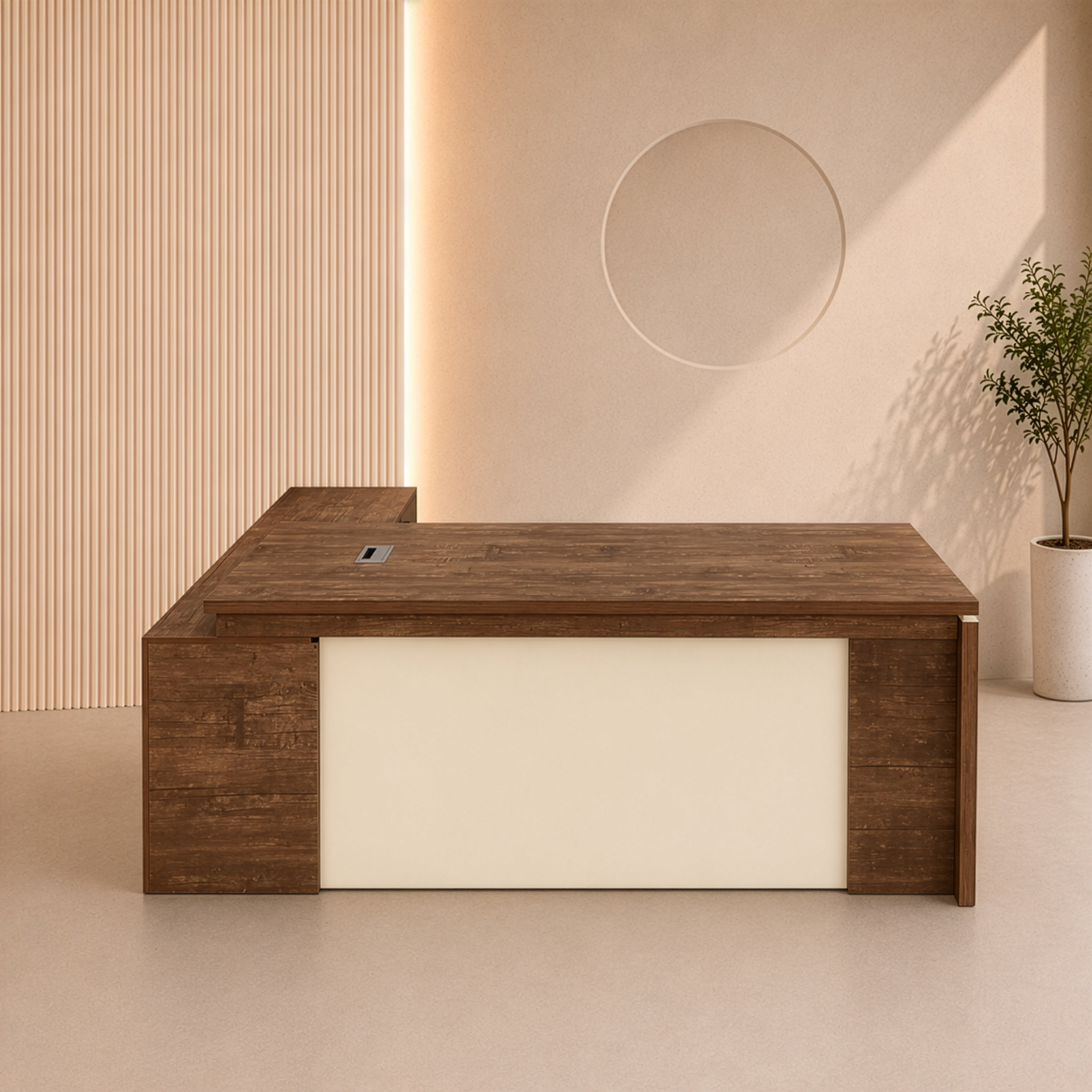 مكتب 200×160×75 سم + سايد – بني وبيج – AZ50004