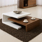 Modern White and Wood Coffee Table with Layered Design