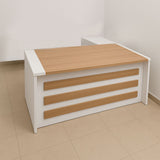 مكتب 180×160×75 سم + سايد – خشبي وأبيض – AZ120107
