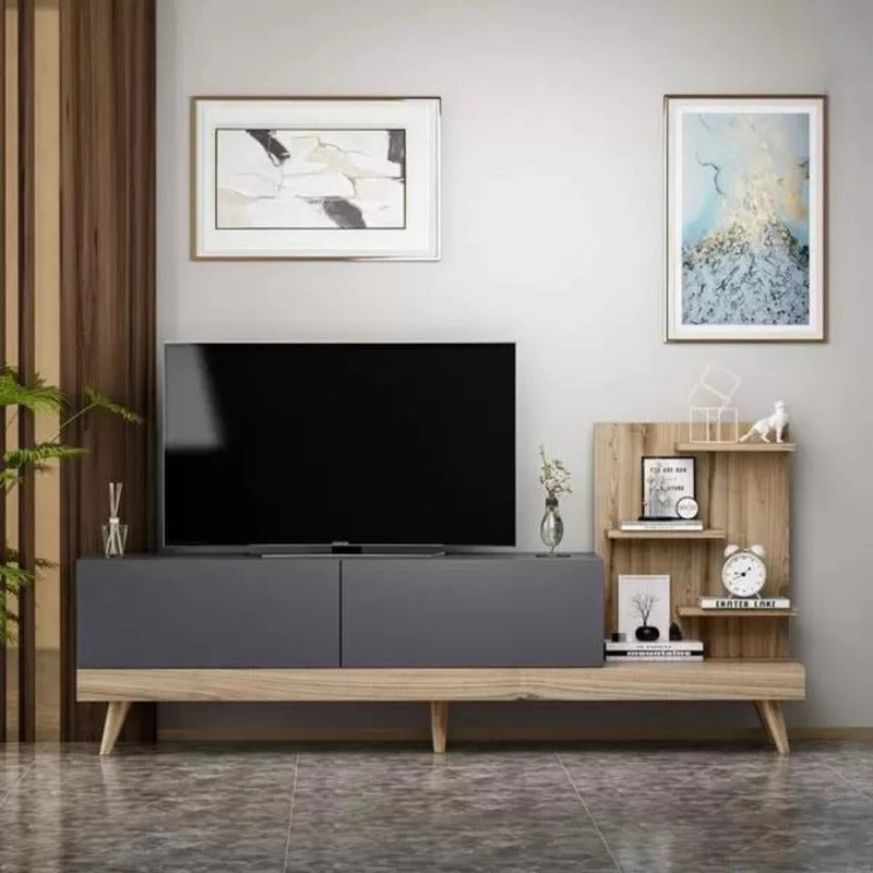 طاولة تلفزيون 180 × 40 × 35 سم – خشبي ورمادي – AZ3008