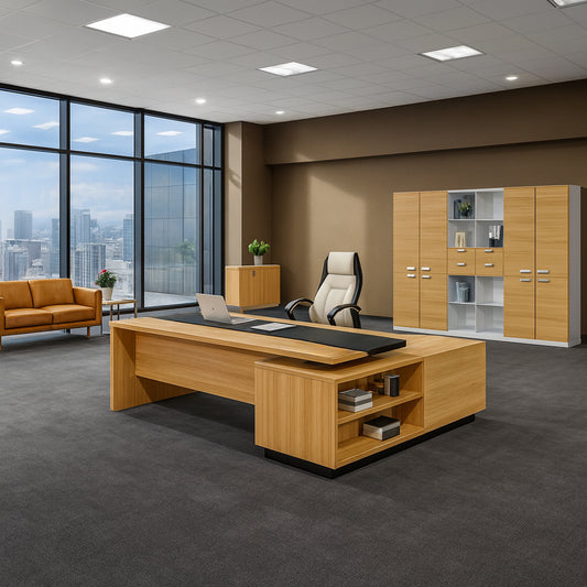 Manager's desk 200 x 80 x 160 - wooden and Black  - AZ1082