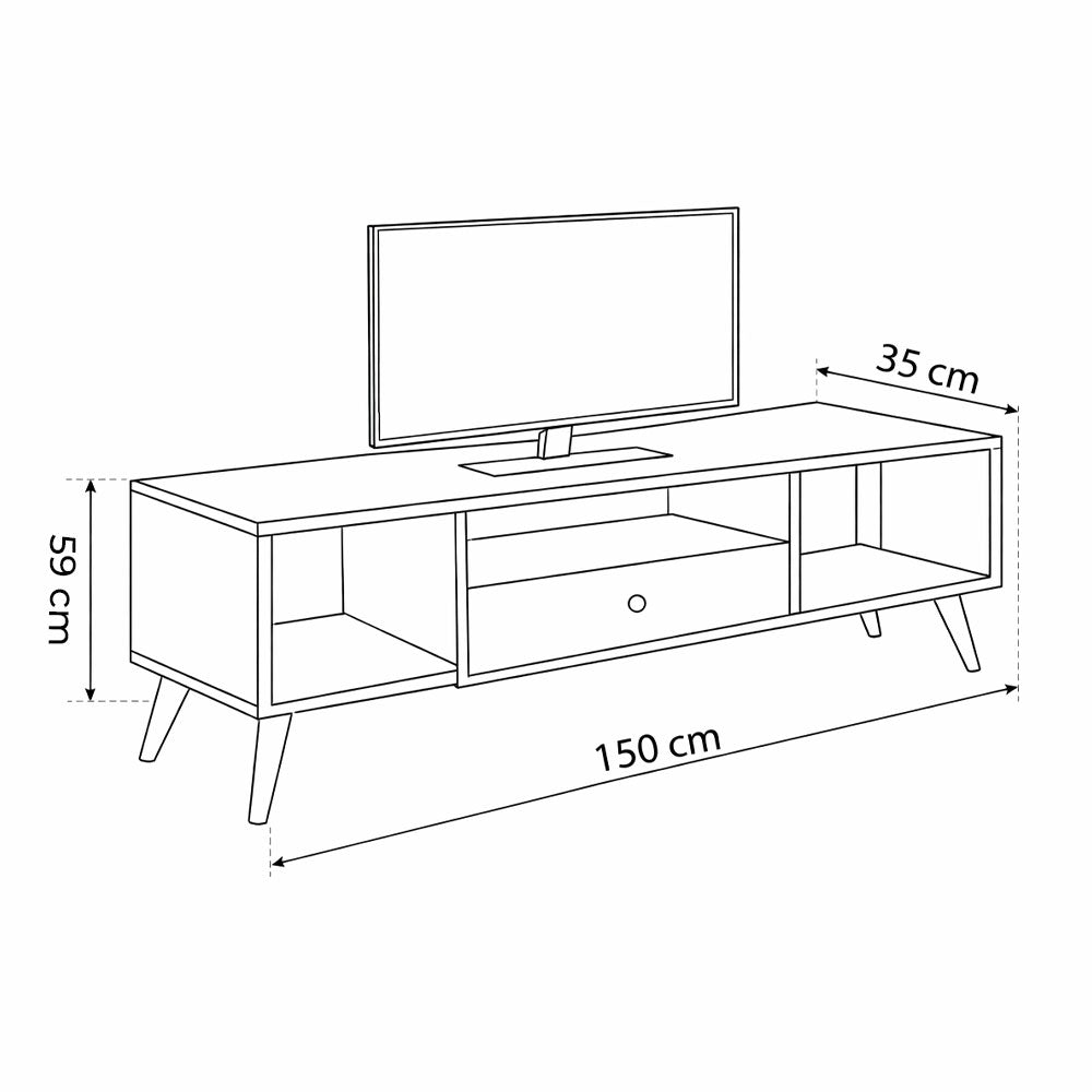 طاولة تلفزيون 150×35×59 سم - أسود و خشبي - AZ30081