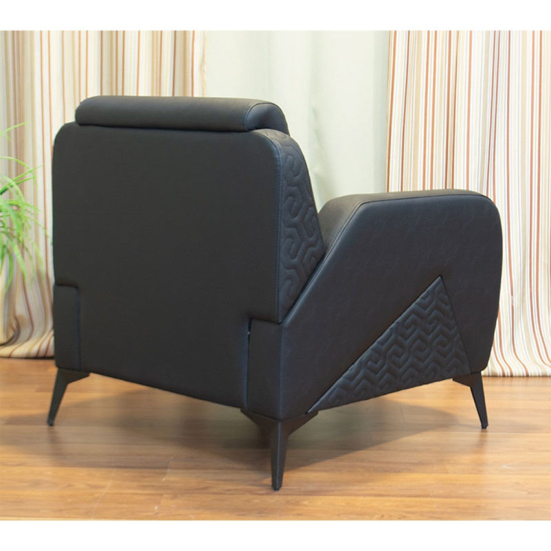 Office Sofa Set – Black Leather with Musky and mdf Wood - YAFA