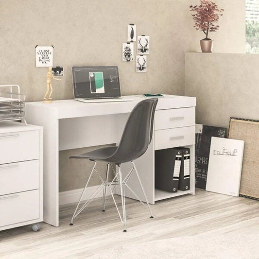 Desk 120×60×75 cm + Attached Unit (1 Door + 2 Drawer) – White – AZ1046