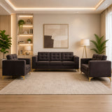 Modern Sofa Set 3 Pieces (MDF and Musky Wood) – Color: Brown – izel