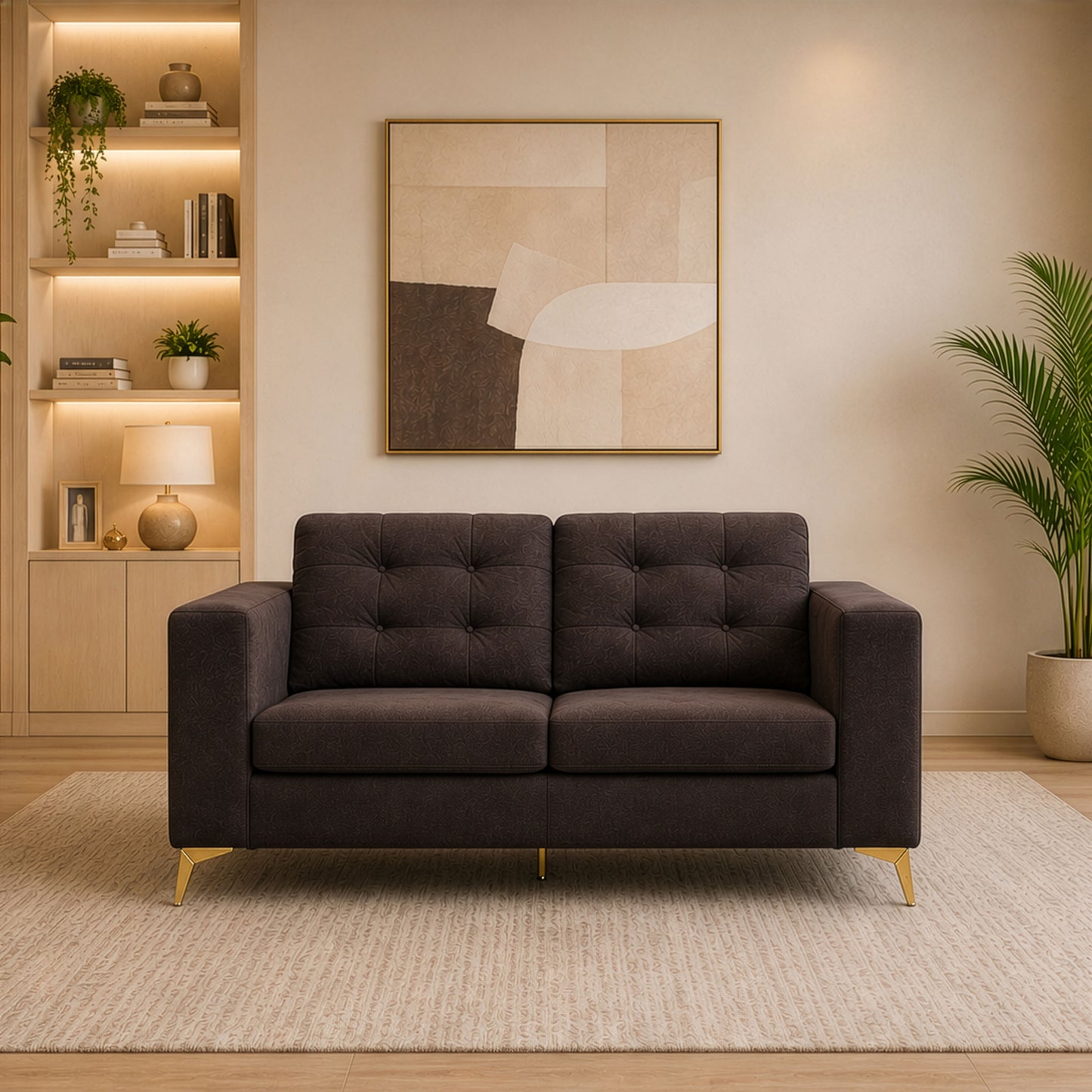 Modern Sofa Set 3 Pieces (MDF and Musky Wood) – Color: Brown – izel