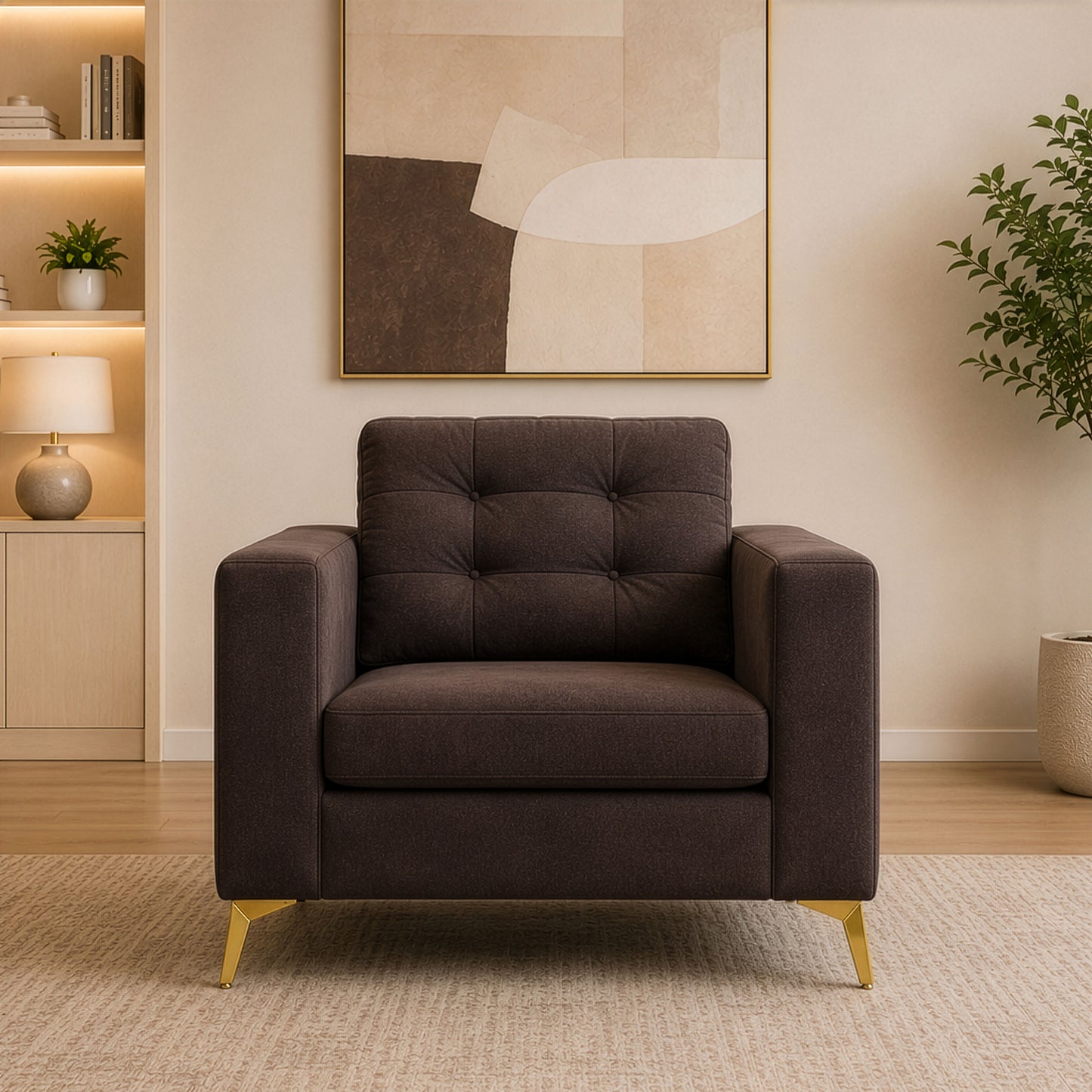 Modern Sofa Set 3 Pieces (MDF and Musky Wood) – Color: Brown – izel