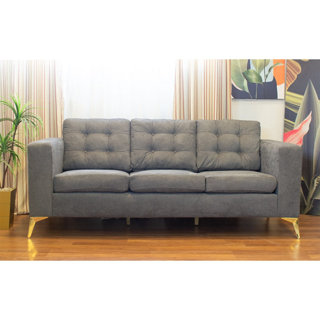 Modern Sofa Set 3 Pieces (Beech Wood, Plywood, Pine) – Color: Dark Gray – dark gray - izel