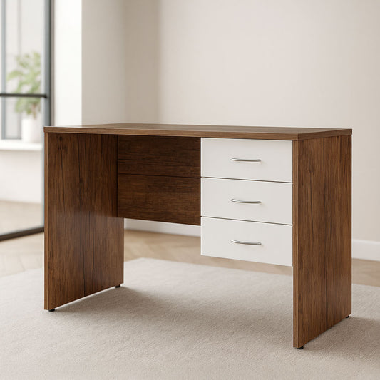 Desk 140×70×75 cm + Attached Drawer Unit – Brown and White – AZ1007