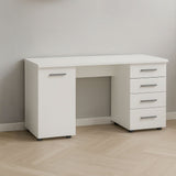 Desk 160×80×75 cm + Attached Unit (1 Door + 4 Drawer) – White – AZ1011