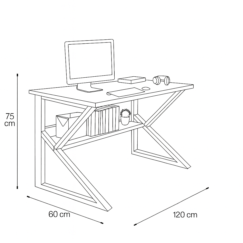Desk 120 x 60 x 75 cm - Black - AZ1017