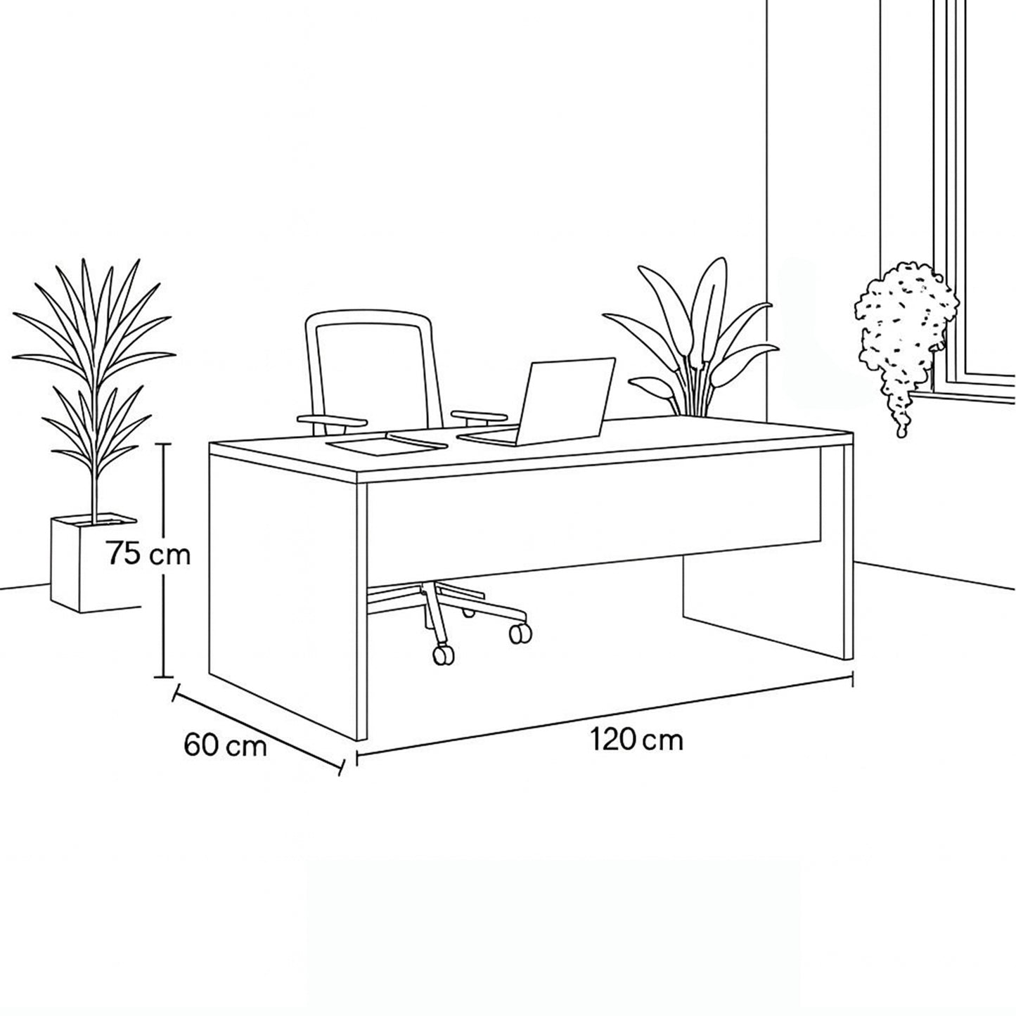 Desk 120 x 60 x 75 cm - wooden& Gray - AZ1087
