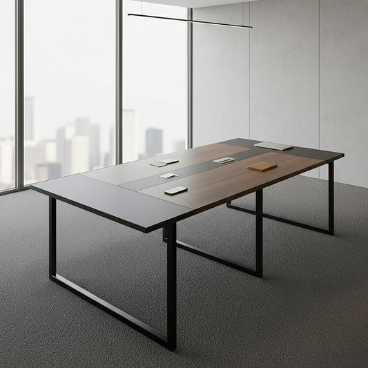 Meeting table 240 x 120 x 75 cm - Brown and Black - AZ111252