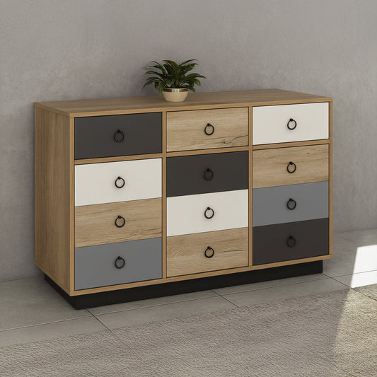 Unit drawer, 120 x 40 x 75 cm - Wooden & black & white- AZ111258