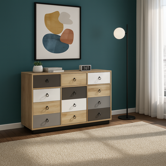 Unit drawer, 120 x 40 x 75 cm - Wooden & black & white- AZ111258