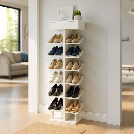 Shoe cabinet 40 x 40 x 150 cm - White - AZ111314