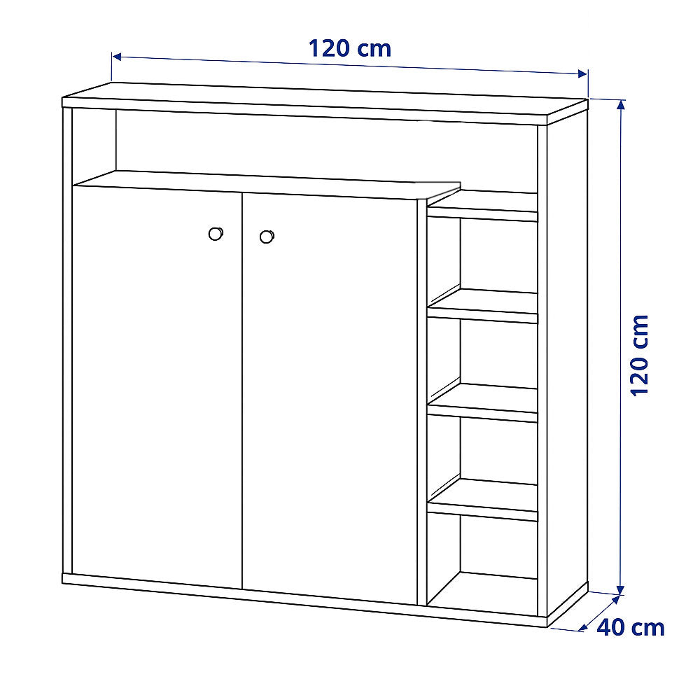 Shoe cabinet 120 x 120 x 40 cm - Brown and White - AZ111319